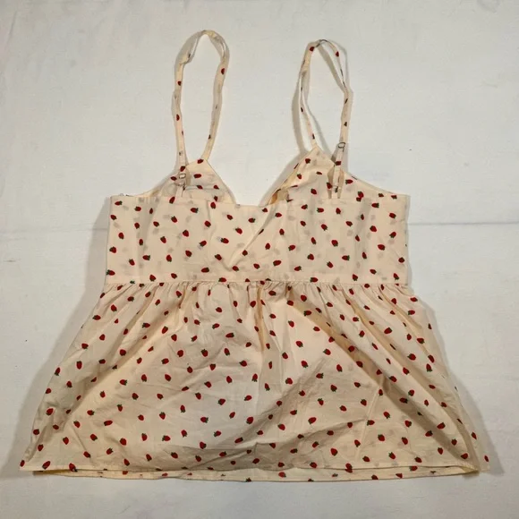 Madewell Worn-Once Women’s Adjustable Strawberry & Cream Top with Bow & Cutout - Picture 9 of 9